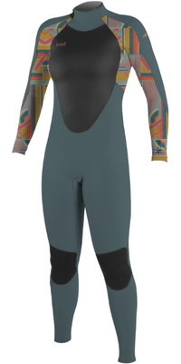 2025 O'Neill Womens Epic 4/3mm Back Zip Wetsuit 4214B - Shade / Arta Geo